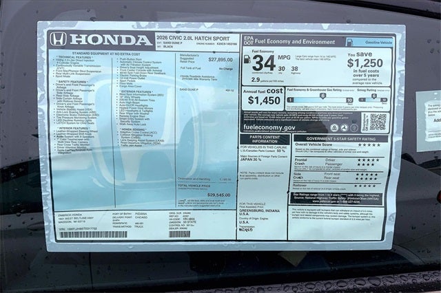 2026 Honda Civic Sport