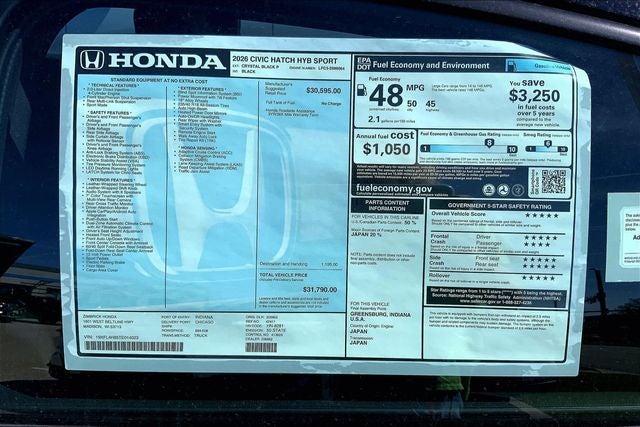 2026 Honda Civic Hybrid Sport