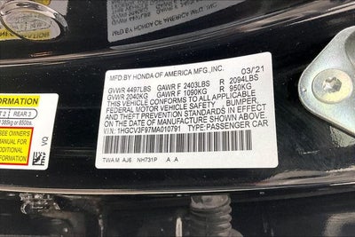 2021 Honda Accord Hybrid Touring