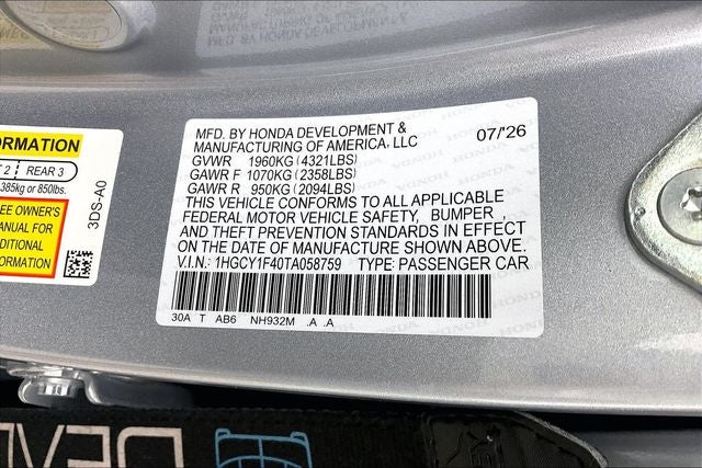 2026 Honda Accord SE InStock