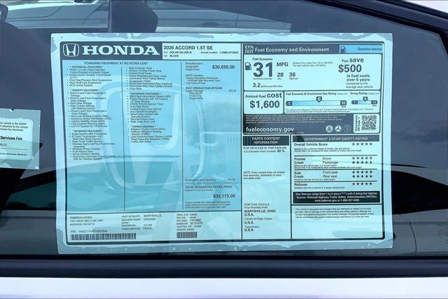2026 Honda Accord SE
