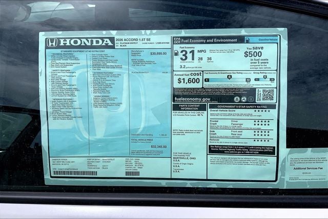2026 Honda Accord SE