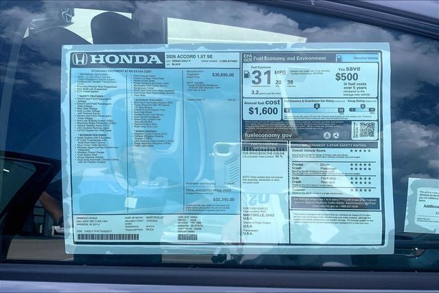 2026 Honda Accord SE InStock