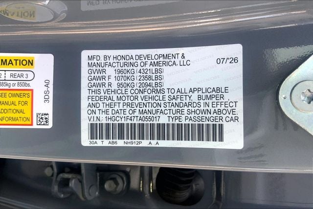2026 Honda Accord SE InStock