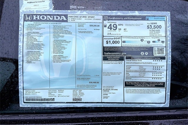 2026 Honda Civic Hybrid Sport