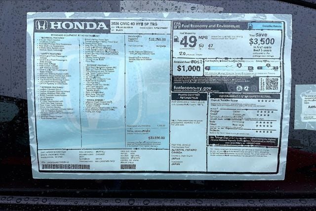 2026 Honda Civic Hybrid Sport Touring