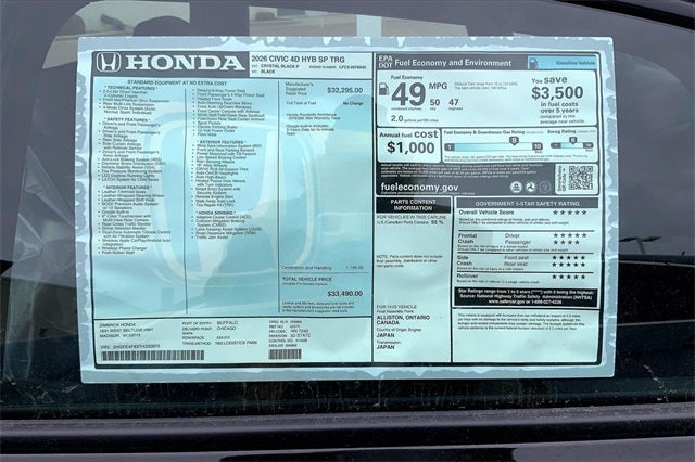 2026 Honda Civic Hybrid Sport Touring