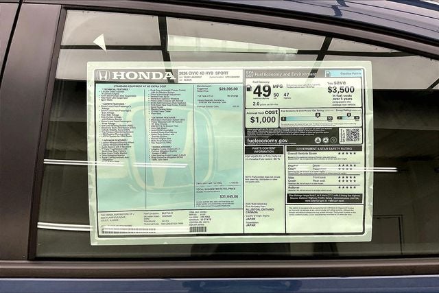 2026 Honda Civic Hybrid Sport InStock