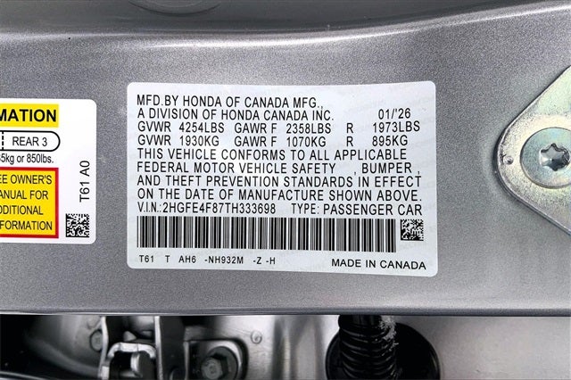 2026 Honda Civic Hybrid Sport