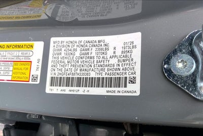 2026 Honda Civic Hybrid Sport