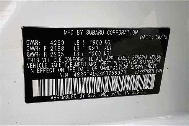 2019 Subaru Impreza 2.0i Premium