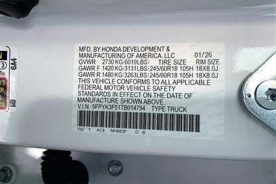 2026 Honda Ridgeline RTL