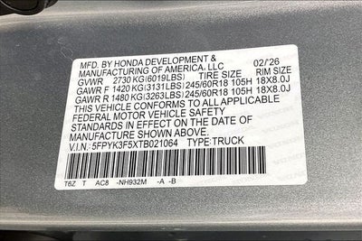 2026 Honda Ridgeline RTL