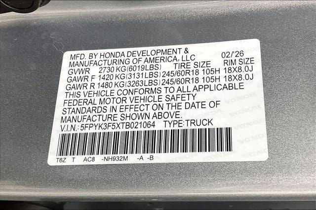 2026 Honda Ridgeline RTL