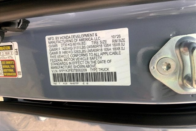 2026 Honda Ridgeline Black Edition InStock