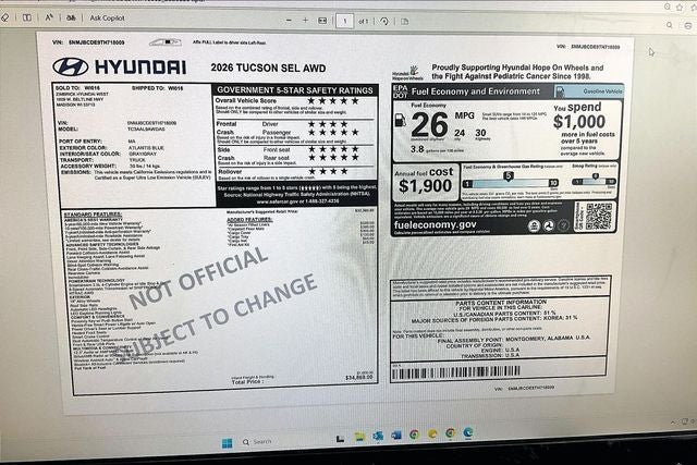 2026 Hyundai Tucson SEL AWD