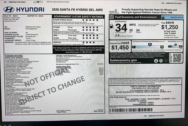 2026 Hyundai Santa Fe Hybrid SEL