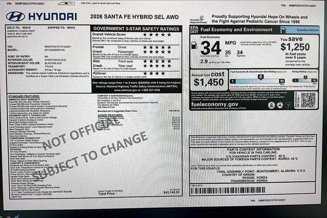 2026 Hyundai Santa Fe Hybrid SEL