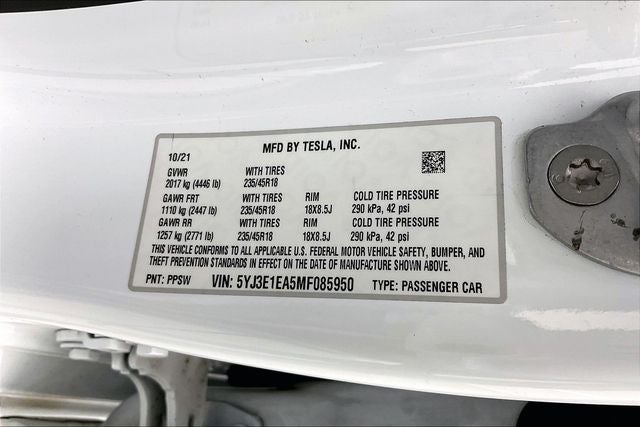 2021 Tesla Model 3 Standard Range Plus