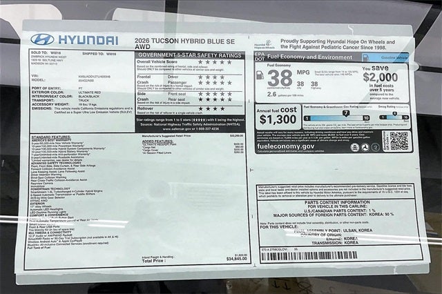 2026 Hyundai Tucson Hybrid Blue