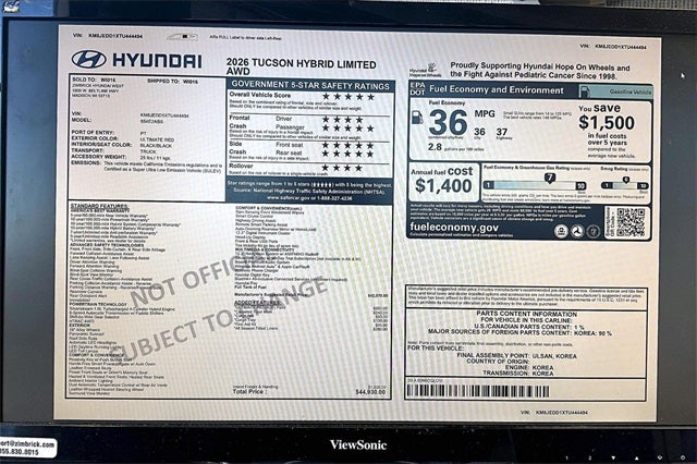 2026 Hyundai Tucson Hybrid Limited