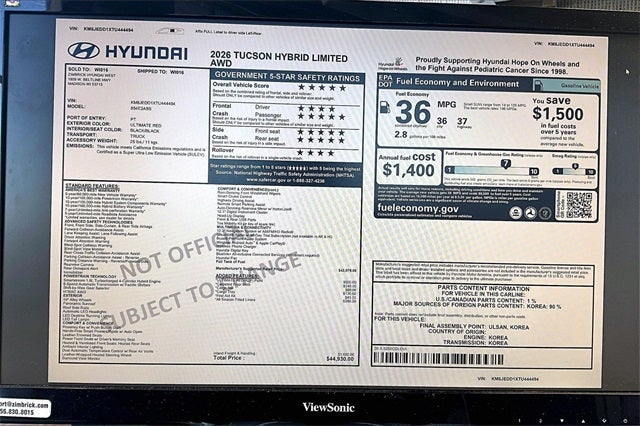 2026 Hyundai Tucson Hybrid Limited