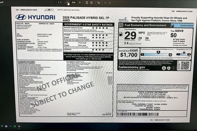 2026 Hyundai Palisade Hybrid SEL 7P