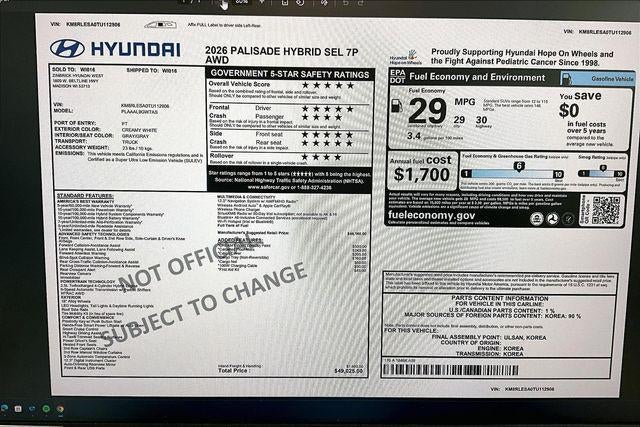 2026 Hyundai Palisade Hybrid SEL 7P