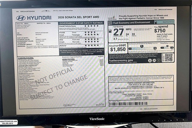 2026 Hyundai Sonata SEL Sport