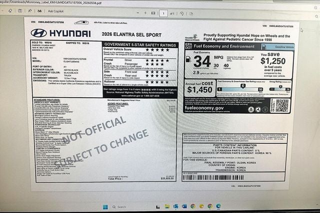 2026 Hyundai Elantra SEL Sport
