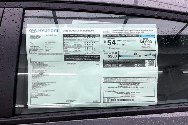 2026 Hyundai Elantra Hybrid Blue