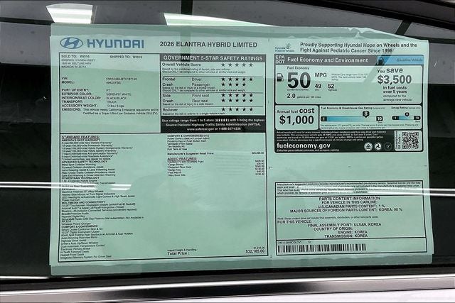 2026 Hyundai Elantra Hybrid Limited