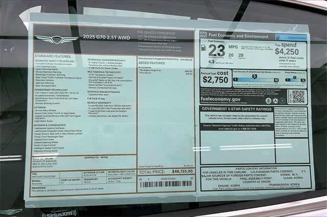 2025 Genesis G70 2.5T
