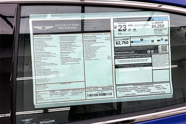 2025 Genesis G70 2.5T Sport Prestige