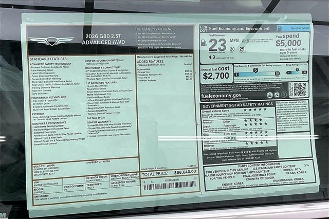 2026 Genesis G80 2.5T ADVANCED