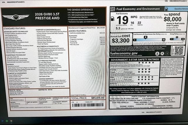 2026 Genesis GV80 3.5T Prestige